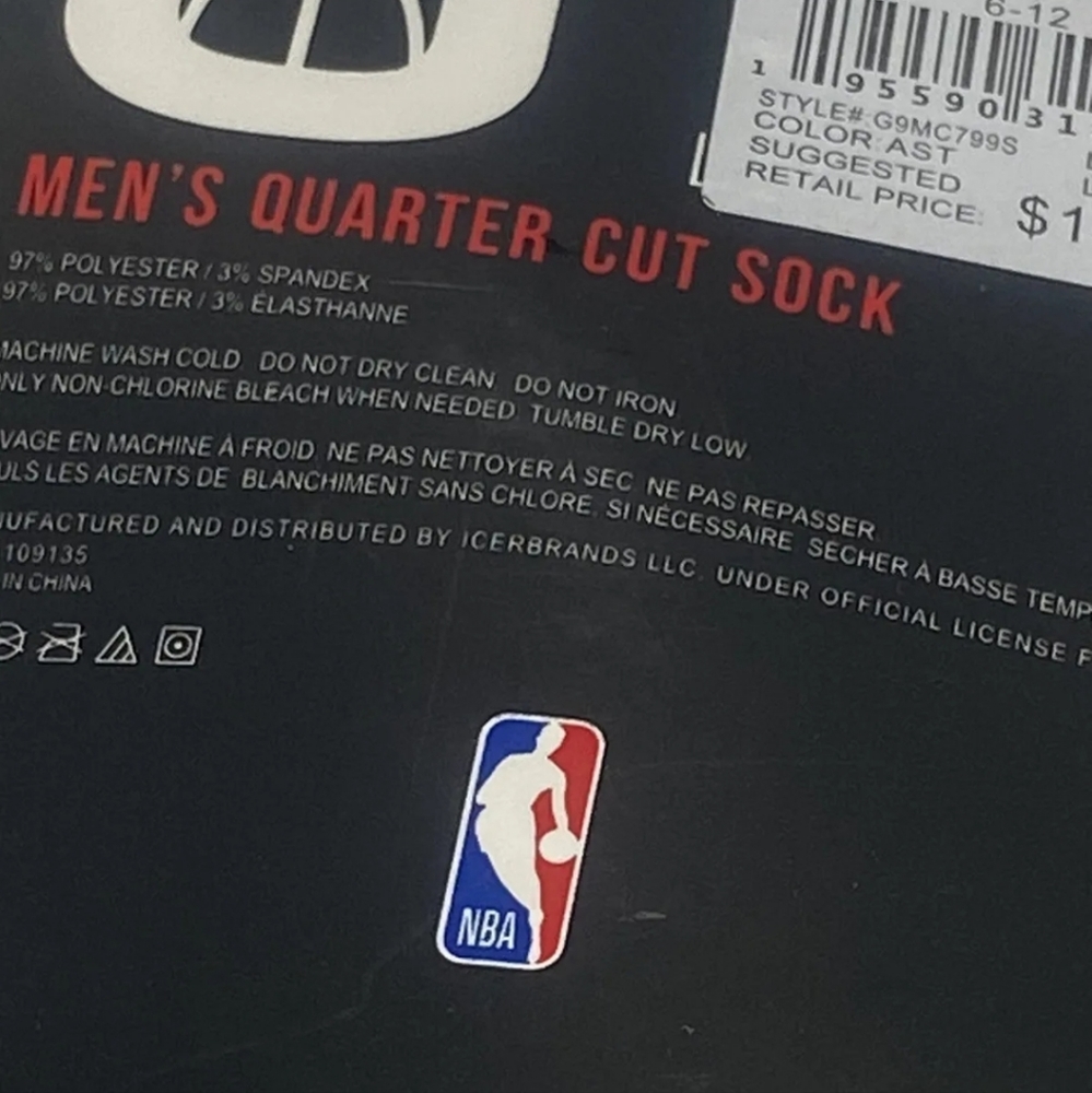 LA Lakers NBA Socks Men's Shoe Size 6-12 Pack Of 3 1/4 Cut - Picture 10 of 11